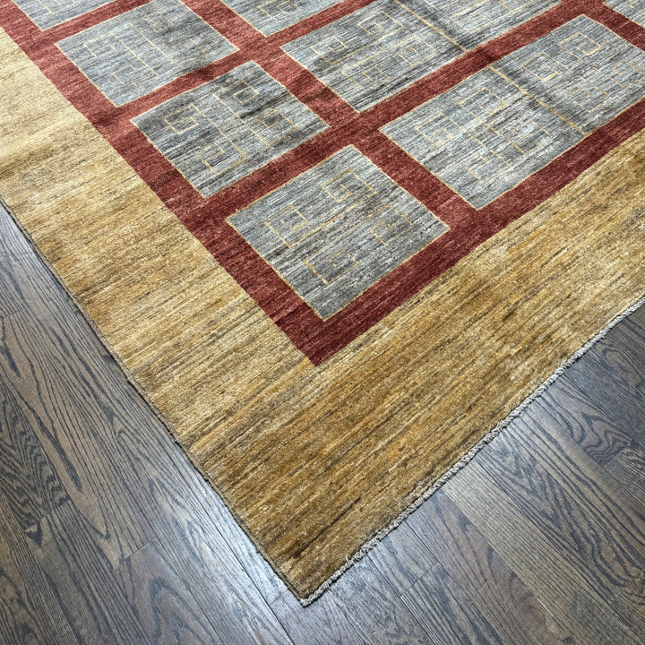 Handmade Modern Afghani Wool Rug in Beige color