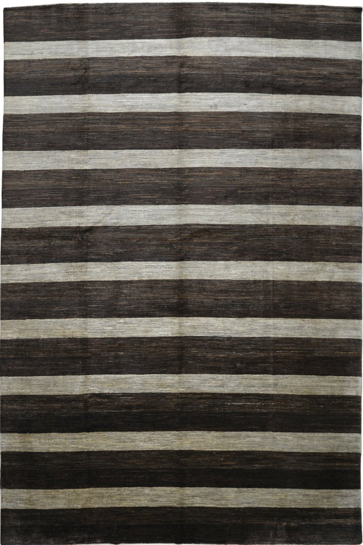 Handmade Modern Afghani Wool Rug in Brown