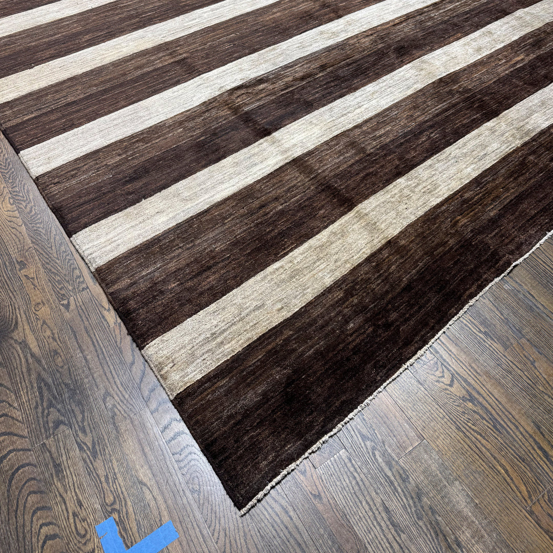 Handmade Modern Afghani Wool Rug in Brown