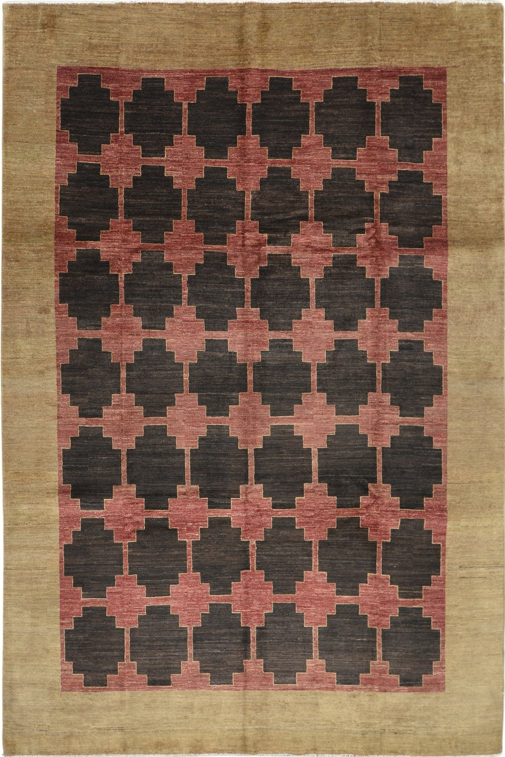 Handmade Modern Afghani Wool Rug in brown