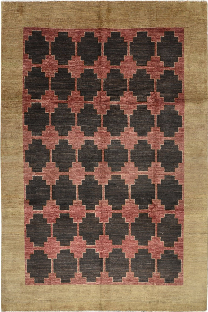 Handmade Modern Afghani Wool Rug in brown