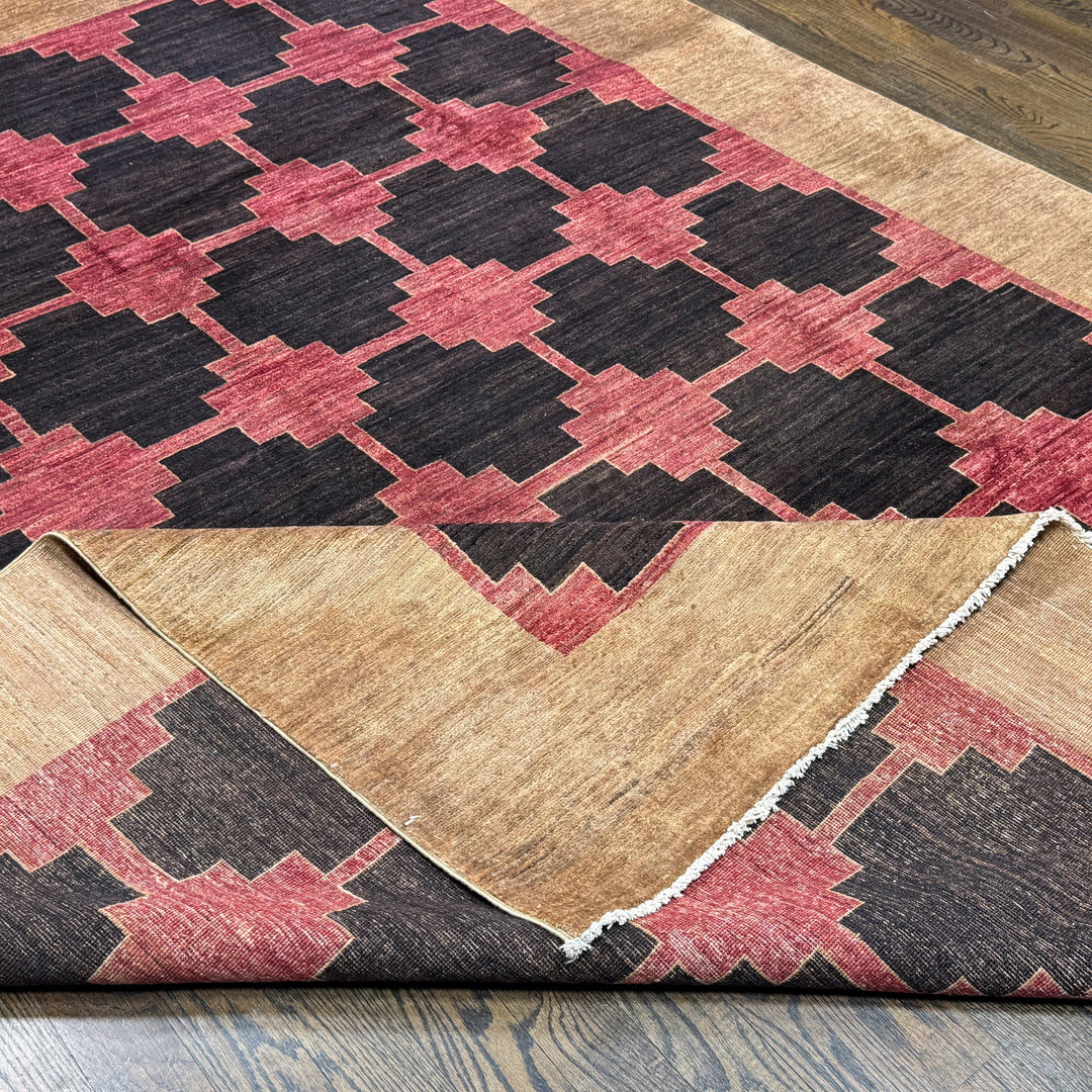 Handmade Modern Afghani Wool Rug in brown