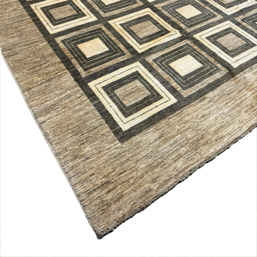 Handmade Modern Afghani Wool Rug in Biege Color