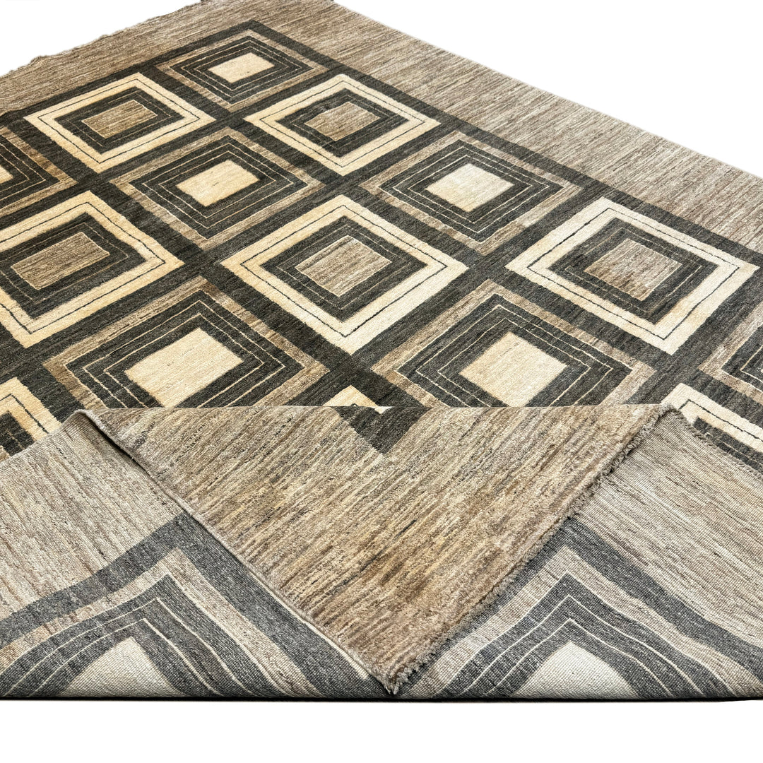 Handmade Modern Afghani Wool Rug in Biege Color