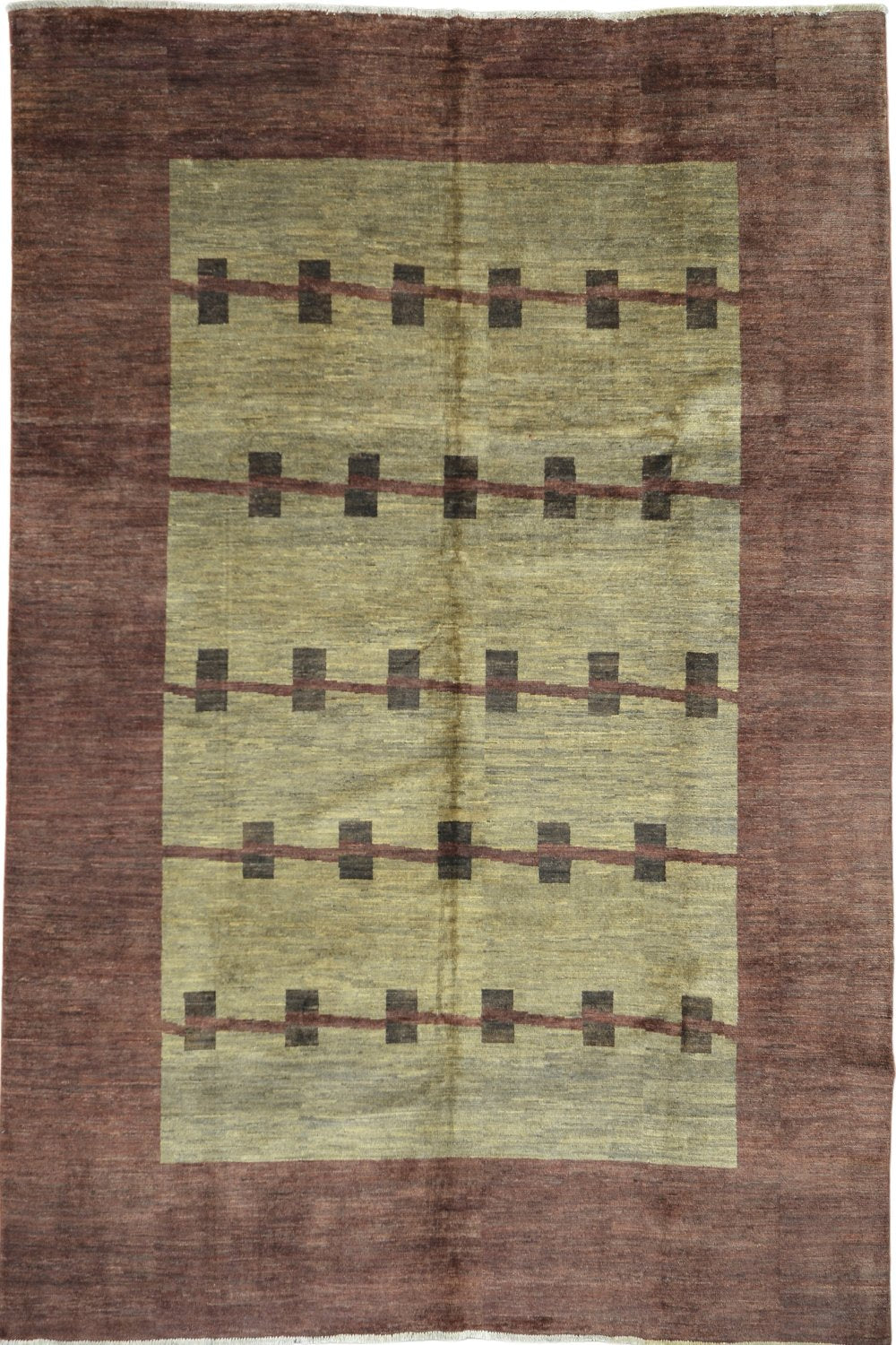Handmade Modern Afghani Wool Rug in Brown