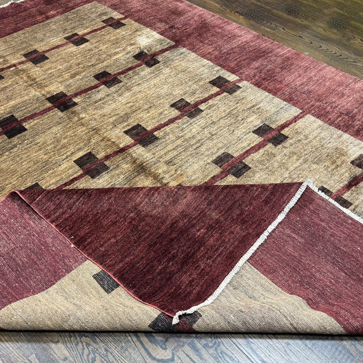 Handmade Modern Afghani Wool Rug in Brown