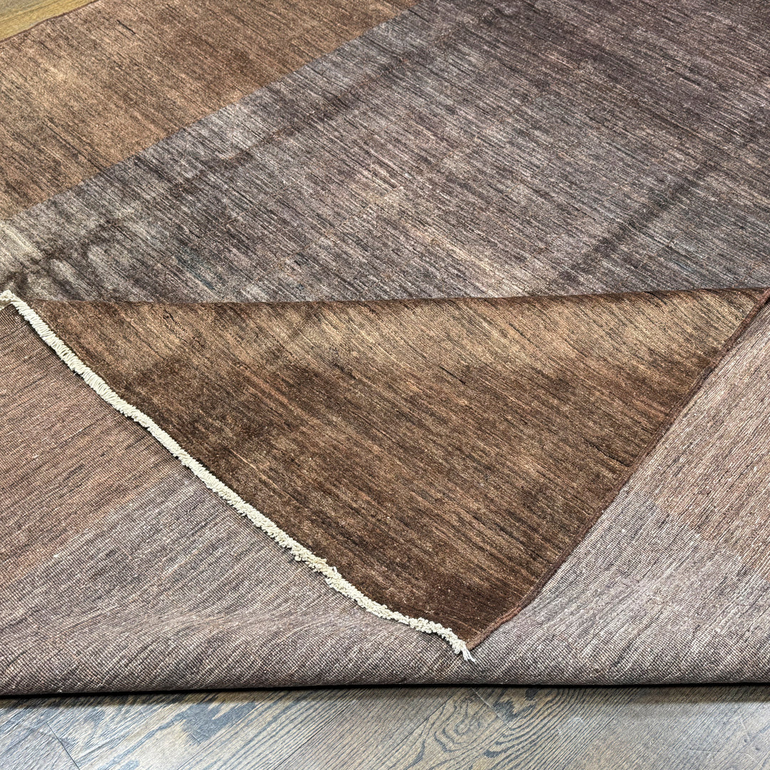 Handmade Modern Afghani Wool Rug in Brown