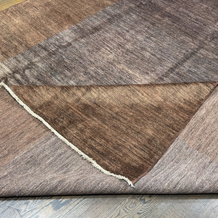 Handmade Modern Afghani Wool Rug in Brown
