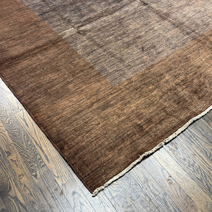 Handmade Modern Afghani Wool Rug in Brown