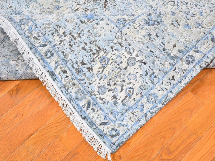 Distressed Pure Silk Oushak Hand-Knotted Oriental Rug