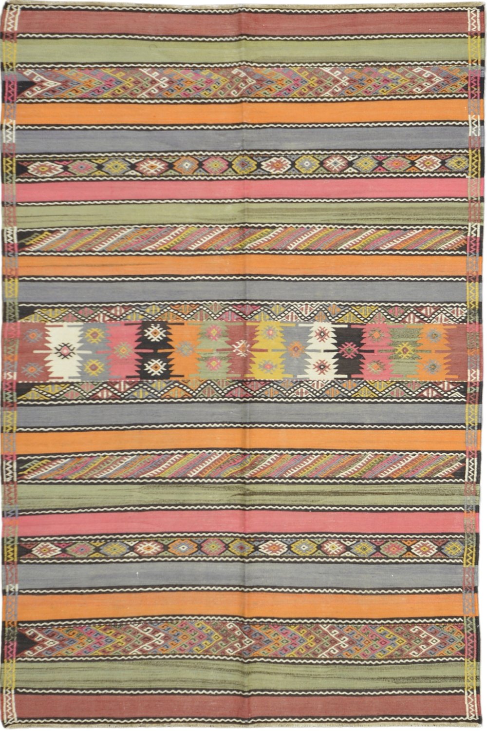 Handmade Antique Turkish Kilim Rug in orange