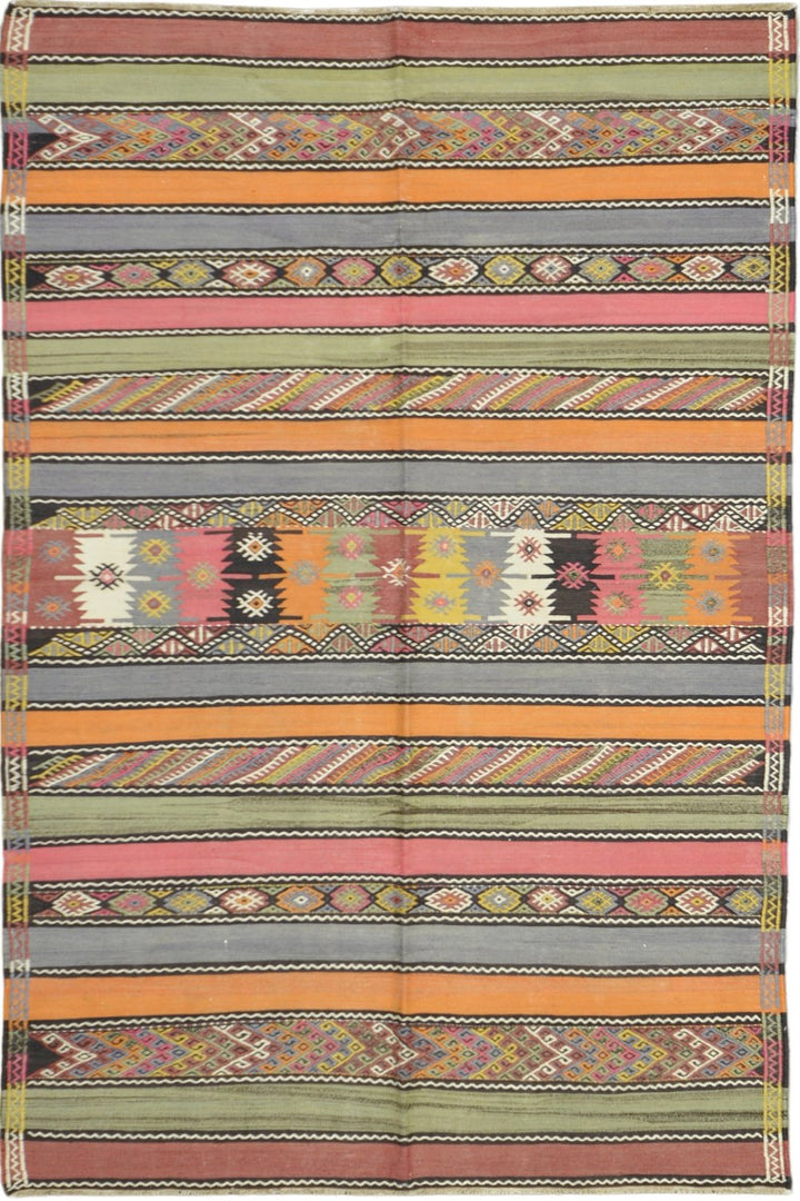 Handmade Antique Turkish Kilim Rug in orange