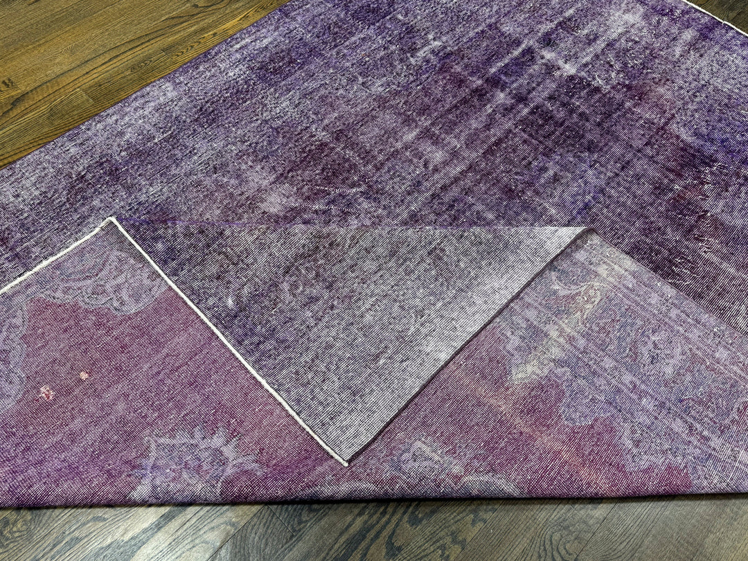 Handmade Turkish Vintage Overdyed Rug in Purple