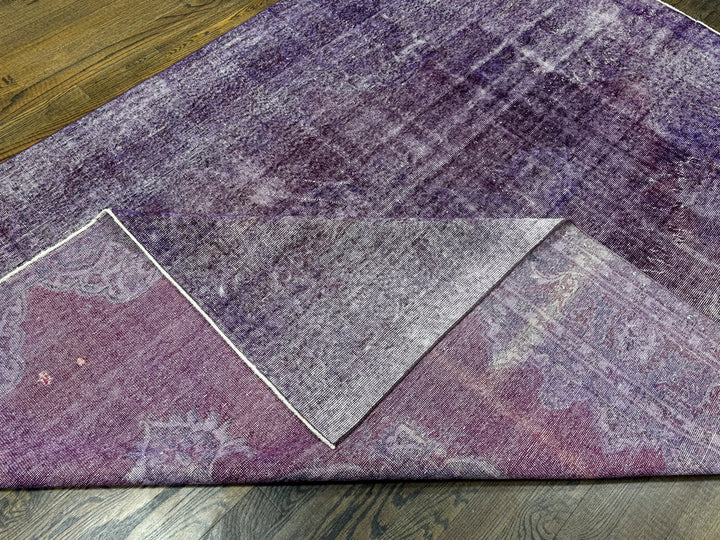Handmade Turkish Vintage Overdyed Rug in Purple