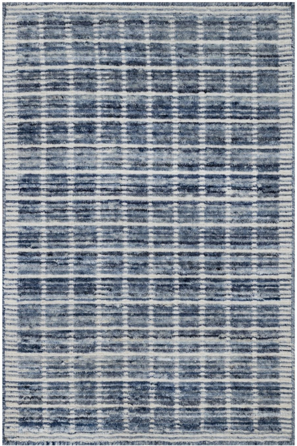 Denim Blue Modern Plain Decor Box Design Rug
