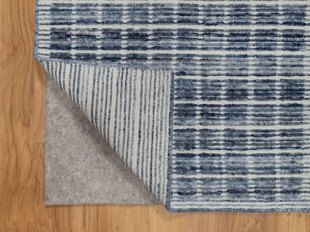 Denim Blue Modern Plain Decor Box Design Rug