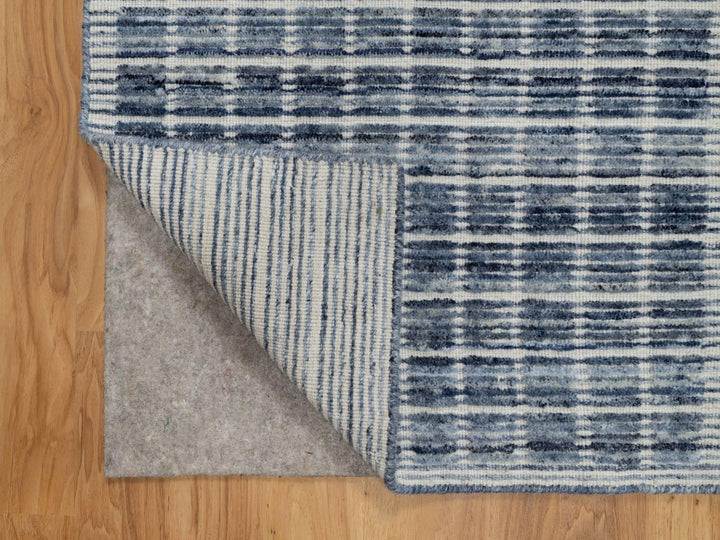 Denim Blue Modern Plain Decor Box Design Rug
