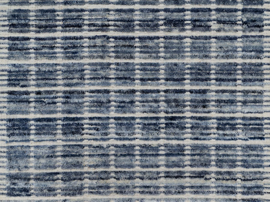 Denim Blue Modern Plain Decor Box Design Rug