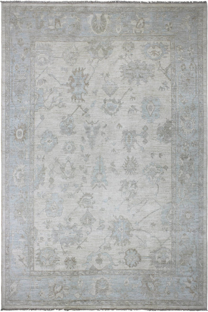 Hand Knotted Afghani Oushak Area Rug in Neutral