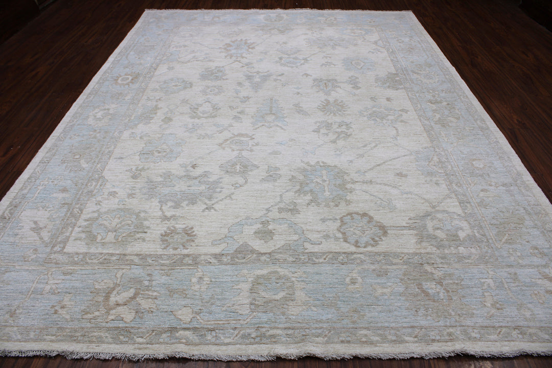 Hand Knotted Afghani Oushak Area Rug in Neutral