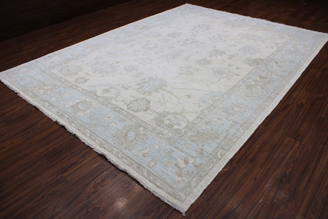 Hand Knotted Afghani Oushak Area Rug in Neutral