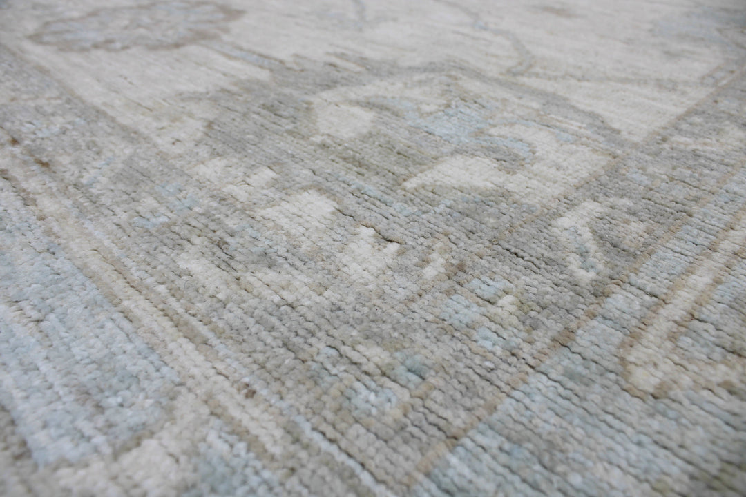 Hand Knotted Afghani Oushak Area Rug in Neutral