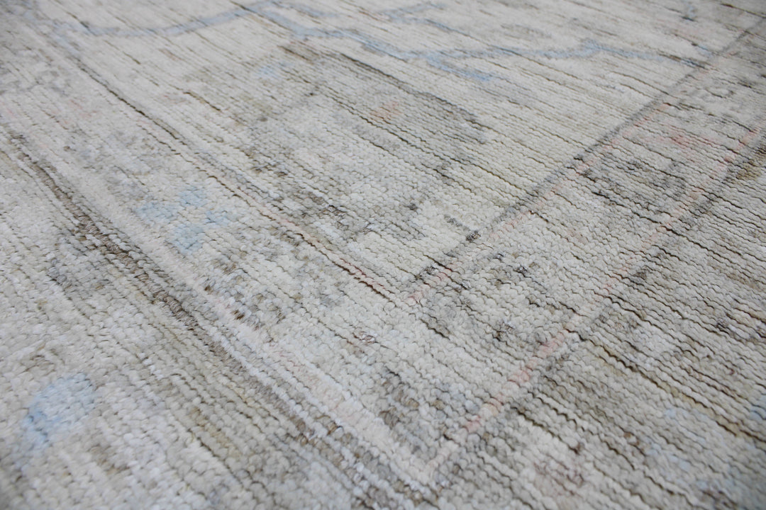 Hand Knotted Afghani Oushak Area Rug in Neutral