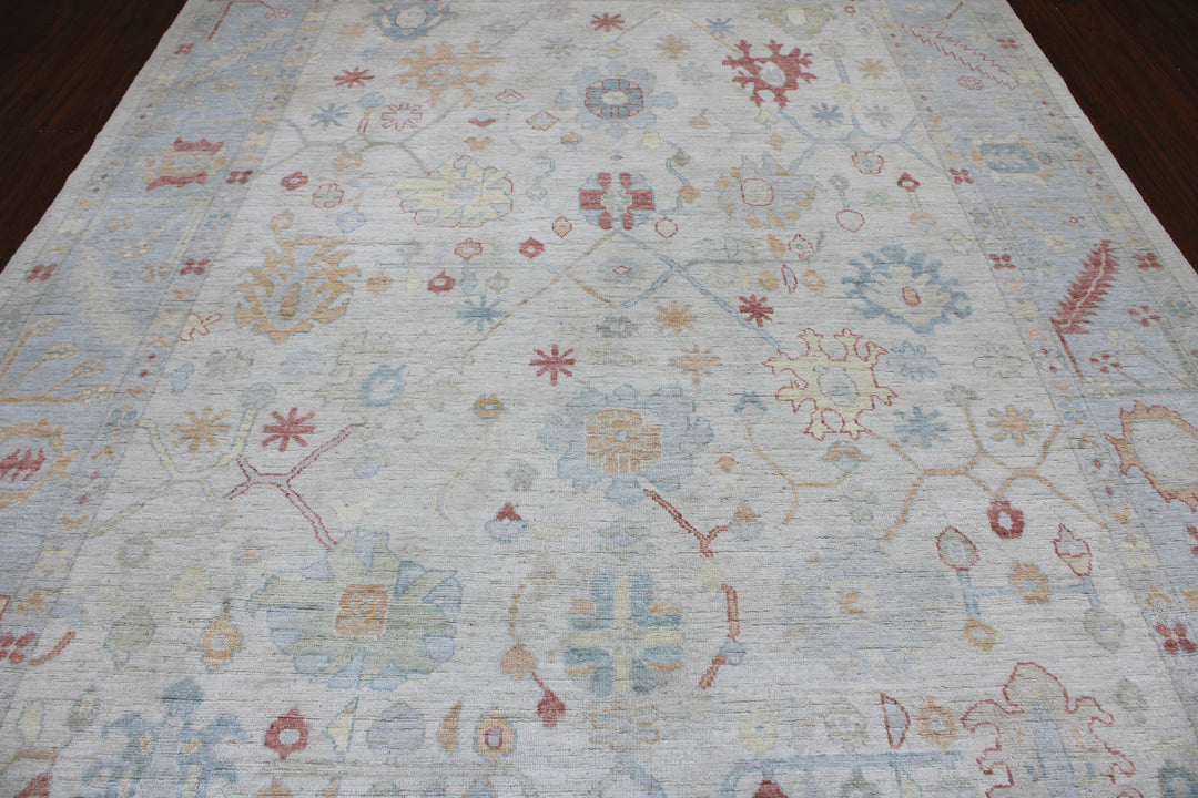 Hand Knotted Afghani Oushak Area Rug in neutral