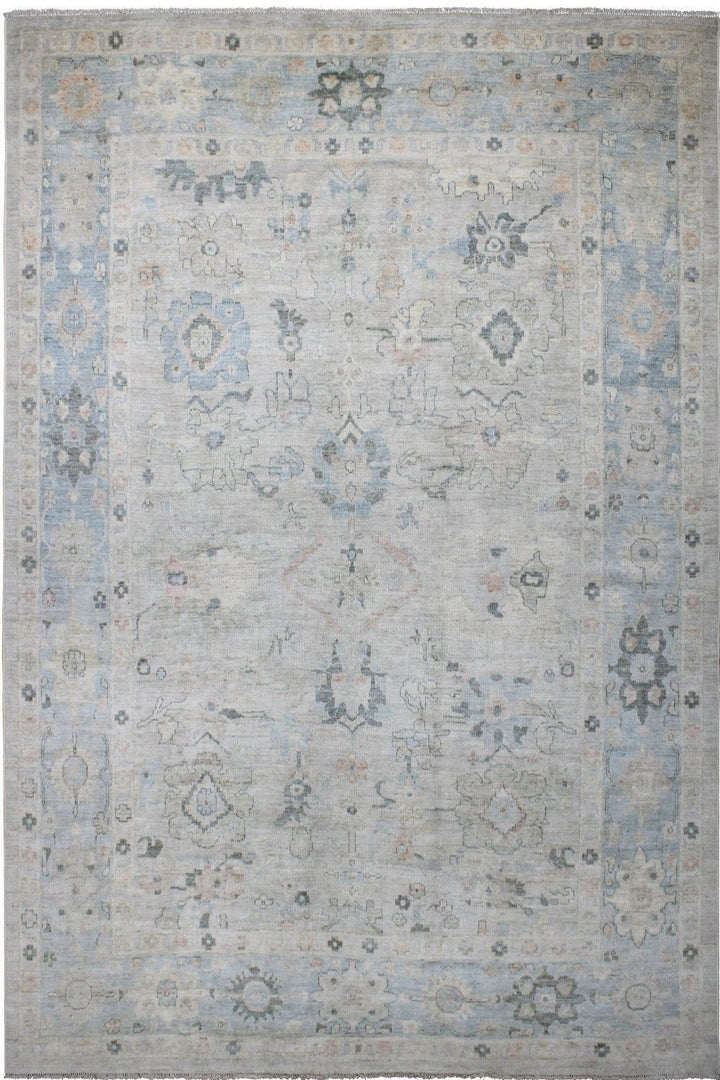 Hand Knotted Afghani Oushak Area Rug in neutral