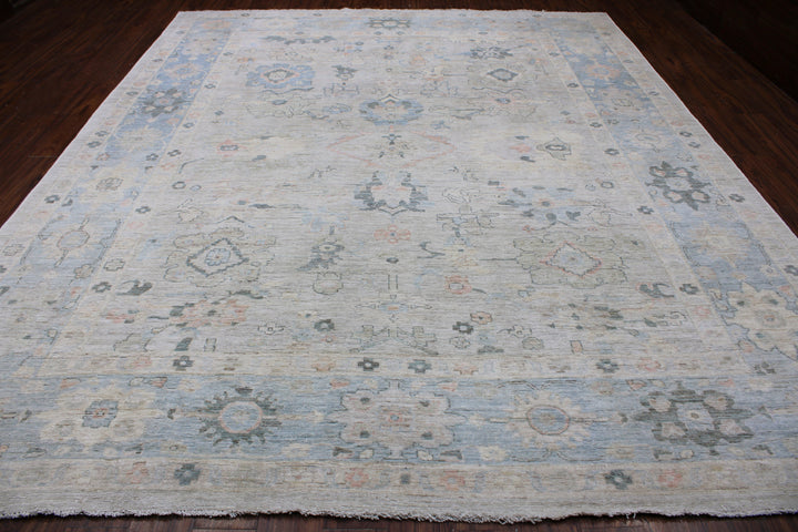 Hand Knotted Afghani Oushak Area Rug in neutral