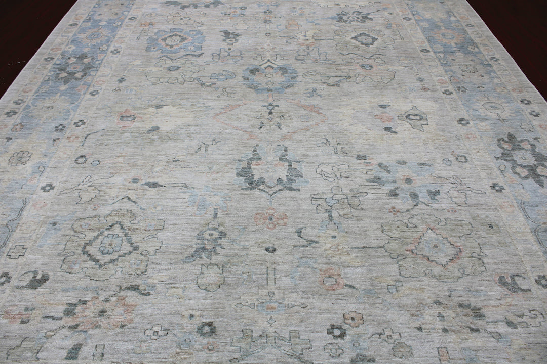 Hand Knotted Afghani Oushak Area Rug in neutral