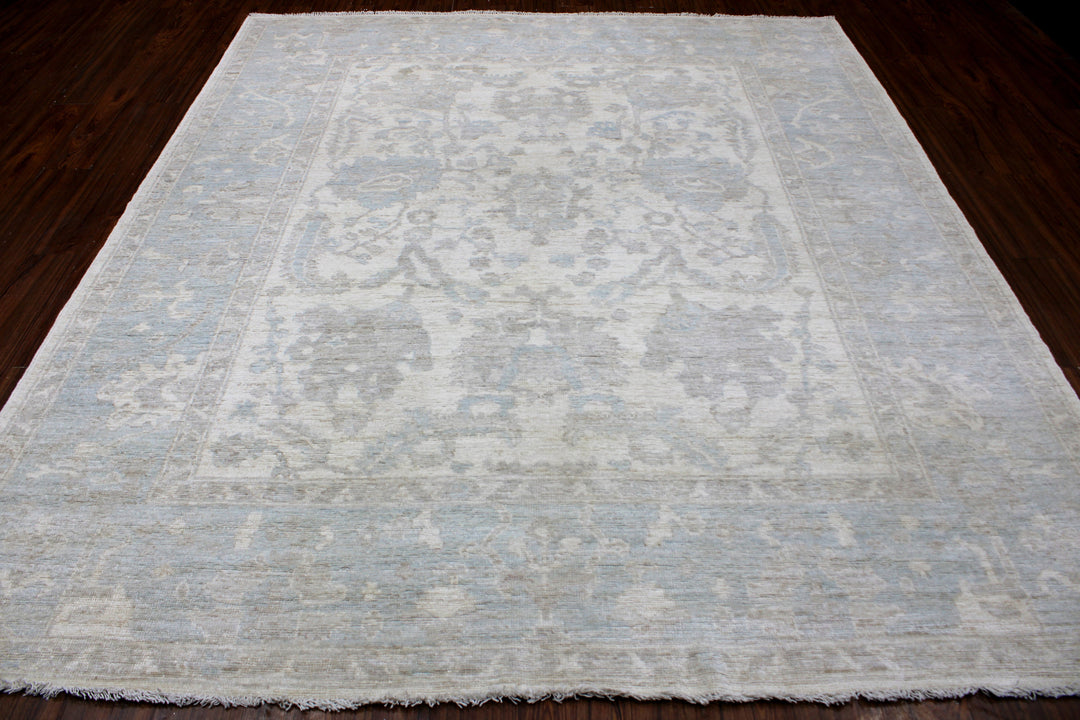 Hand Knotted Afghani Oushak Area Rug in neutral
