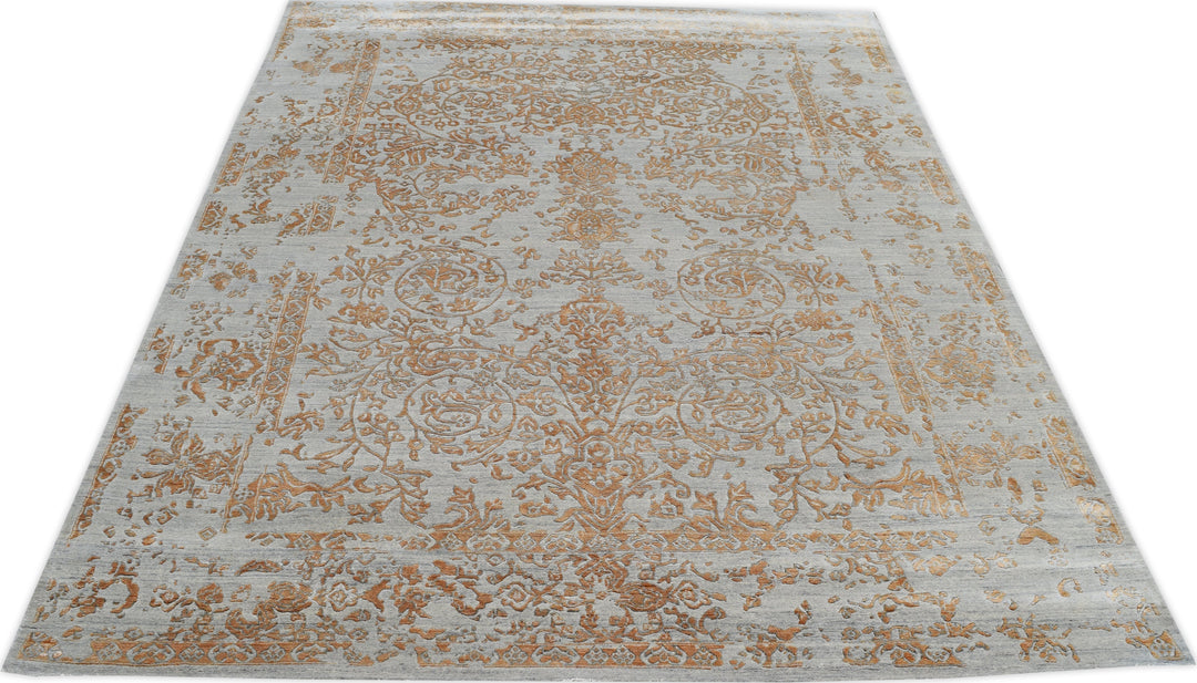 Hand Knotted Modern Area Rug in Orange Color