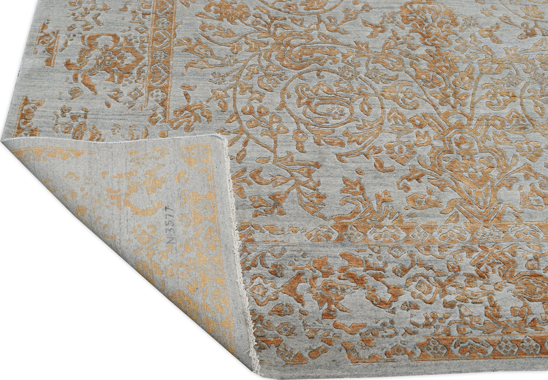 Hand Knotted Modern Area Rug in Orange Color