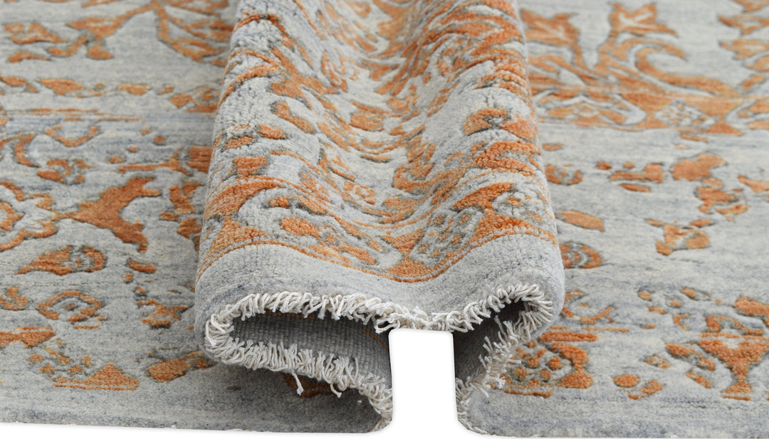 Hand Knotted Modern Area Rug in Orange Color