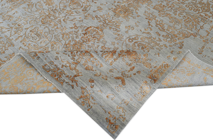 Hand Knotted Modern Area Rug in Orange Color