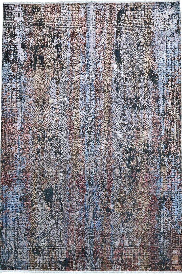 Handmade New Silk Rug in Gray