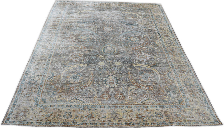 Hand Knotted Traditional Sultanabad Area Rug in gray
