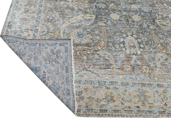Hand Knotted Traditional Sultanabad Area Rug in gray
