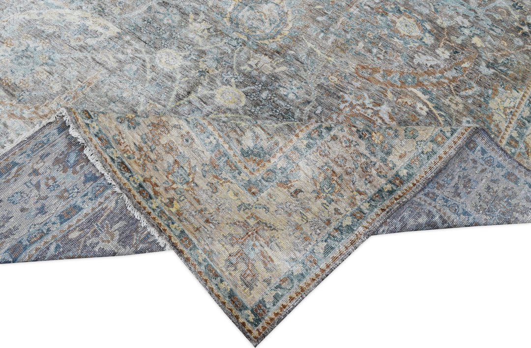 Hand Knotted Traditional Sultanabad Area Rug in gray