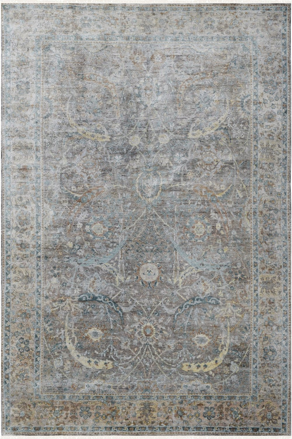 Hand Knotted Traditional Sultanabad Area Rug in gray