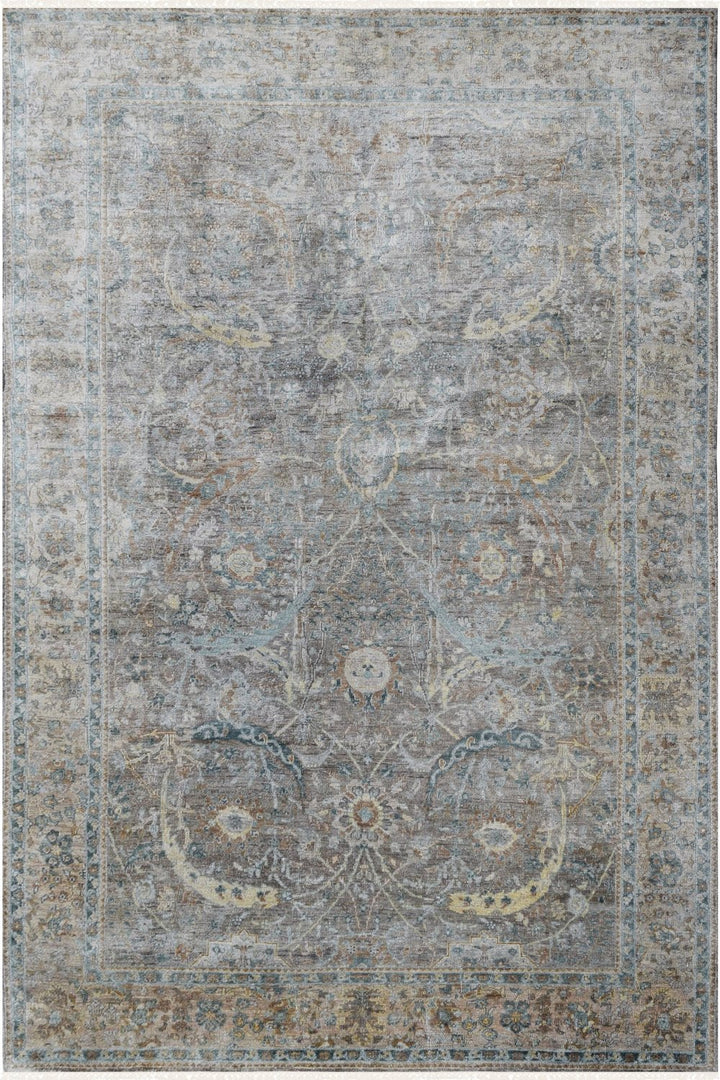 Hand Knotted Traditional Sultanabad Area Rug in gray