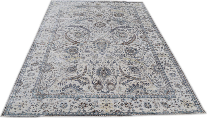 Hand Knotted Traditional Sultanabad Area Rug in gray