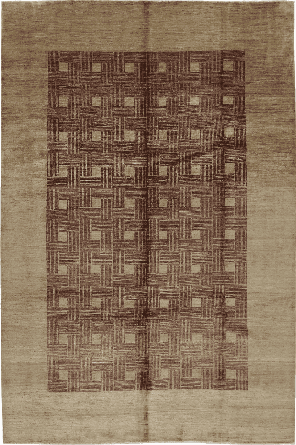 Handmade Modern Afghani Wool Rug in Beige