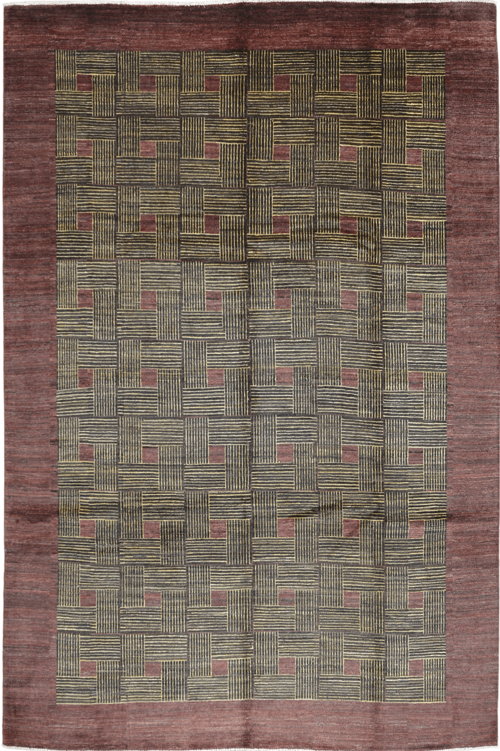 Handmade Modern Afghani Wool Rug in red