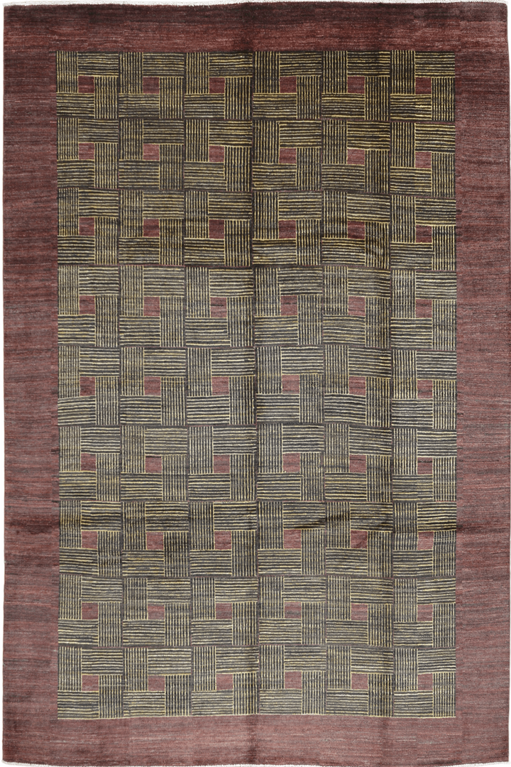 Handmade Modern Afghani Wool Rug in red