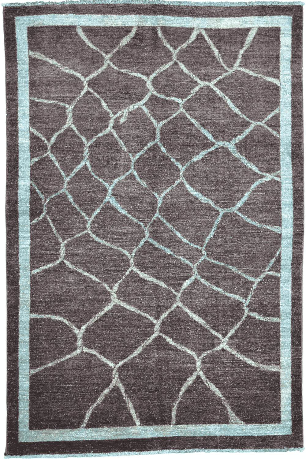 Handmade Modern Afghani Wool Rug in Blue