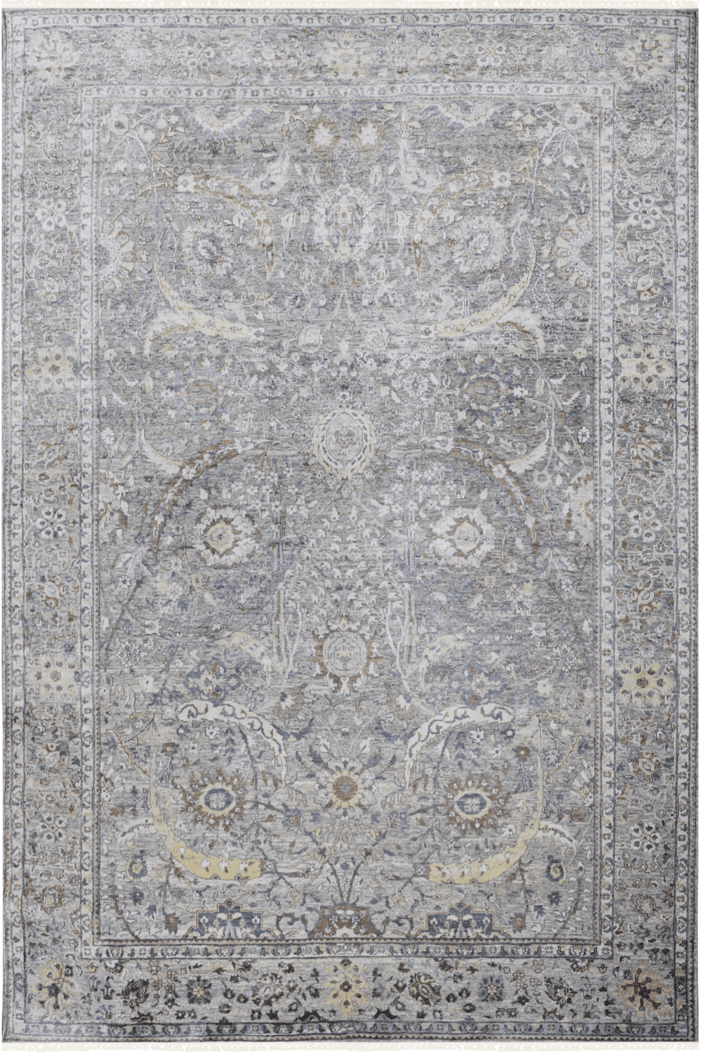 Hand Knotted Traditional Sultanabad Area Rug in gray