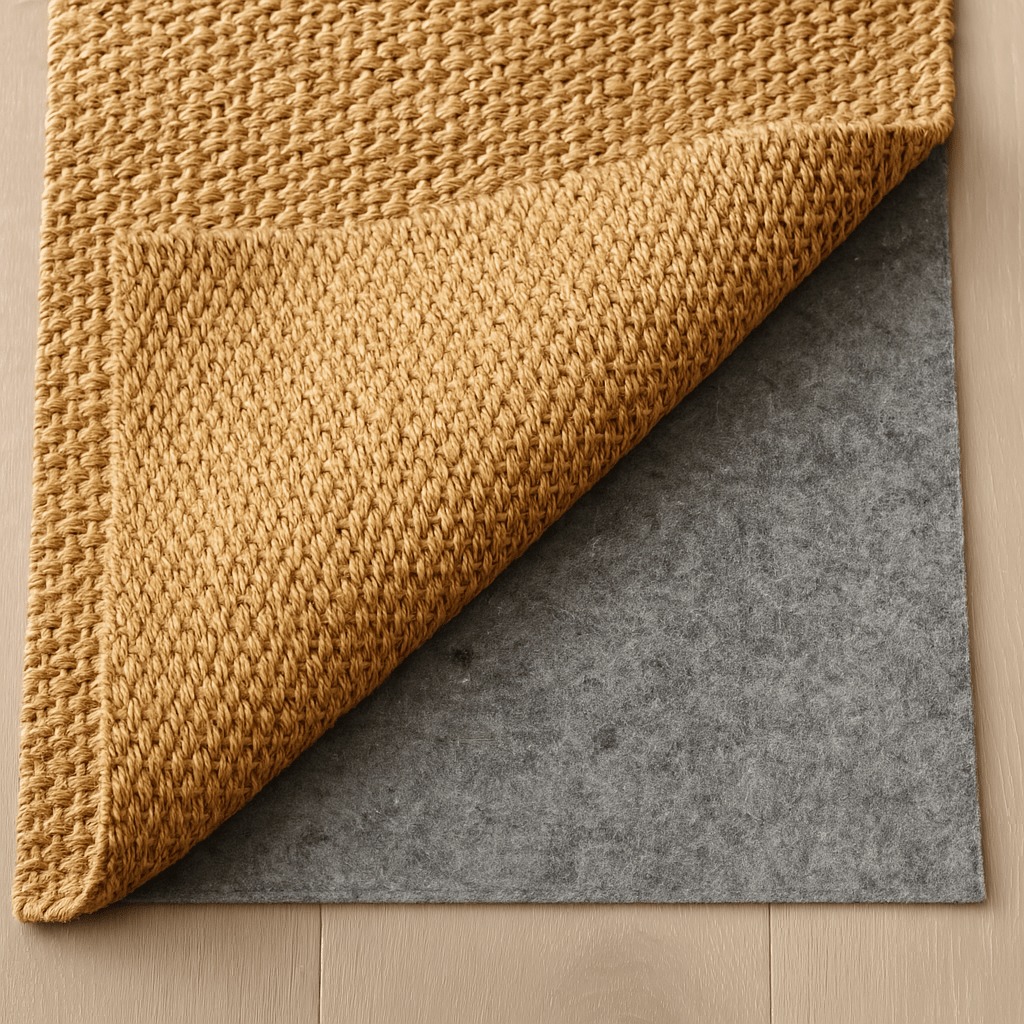 non slip rug pad under a jute rug