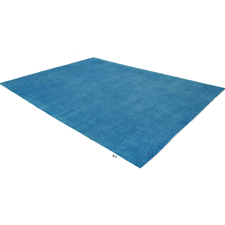 Hand Knotted Overdyed Area Rug in blue 